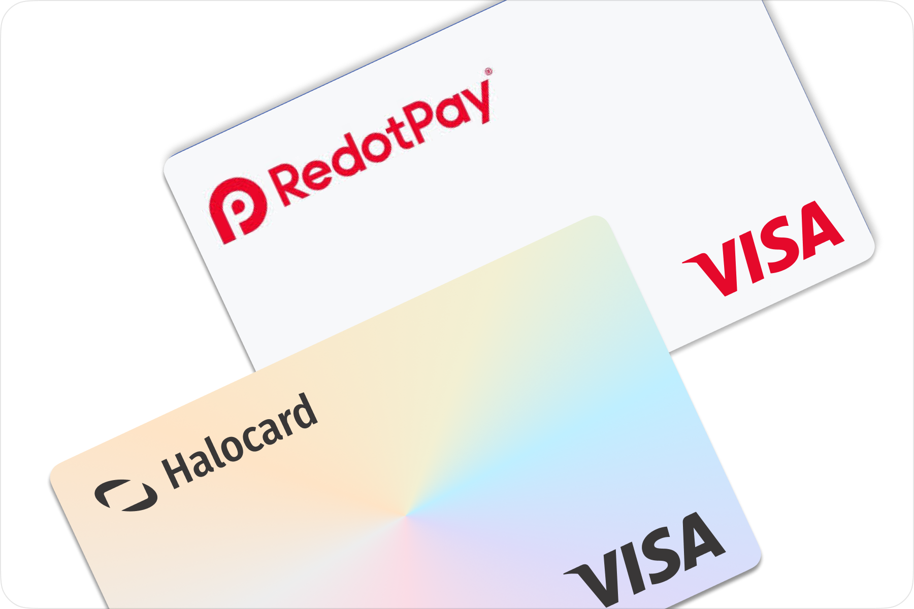 Redotpay crypto card compared to Halocard virtual Visa credit card side by side