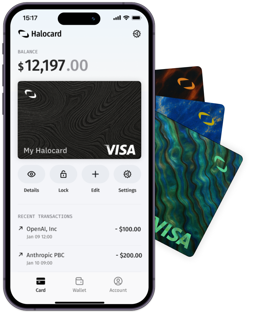 Halocard virtual card dashboard