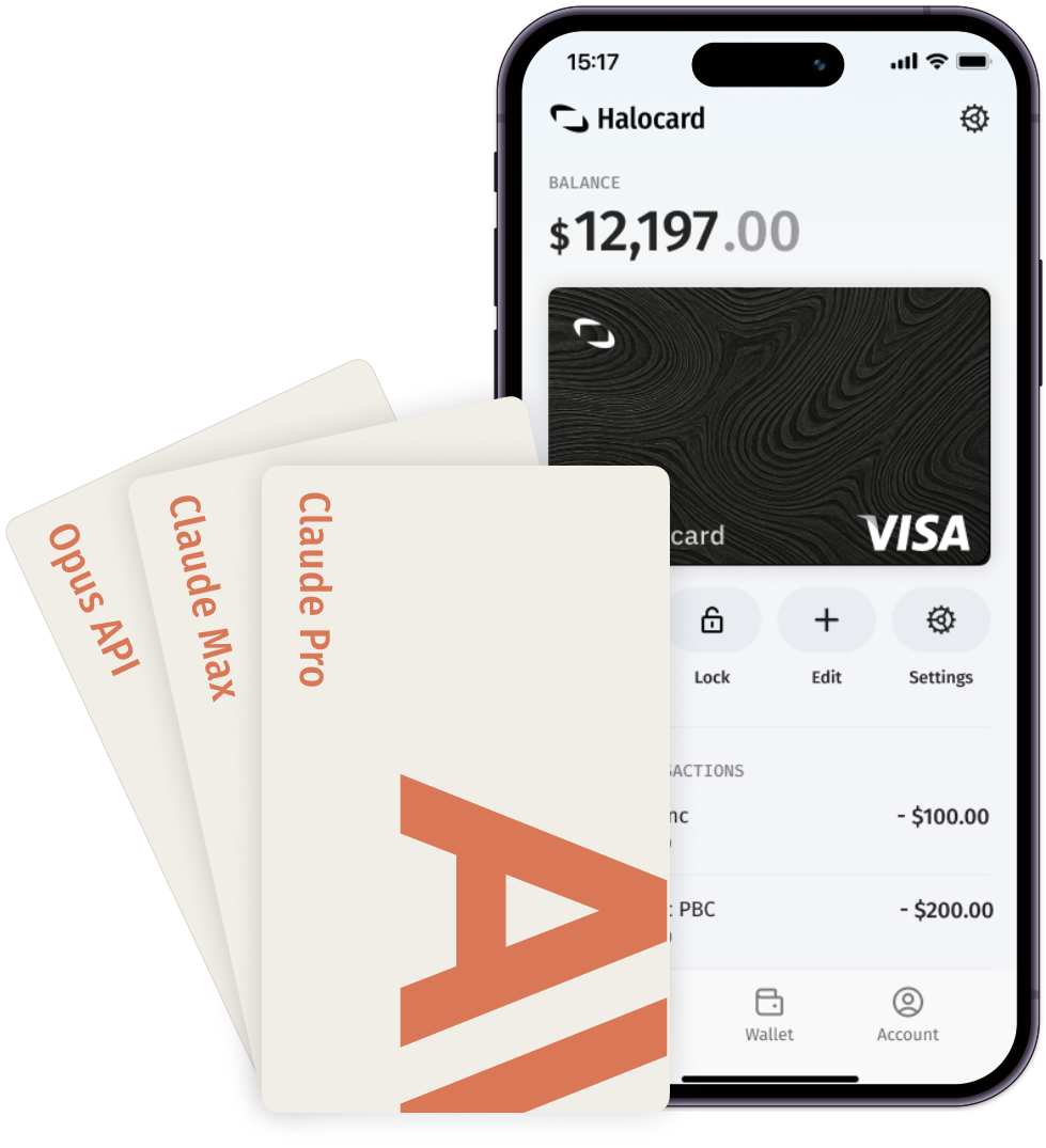 Halocard virtual card for Anthropic Claude AI